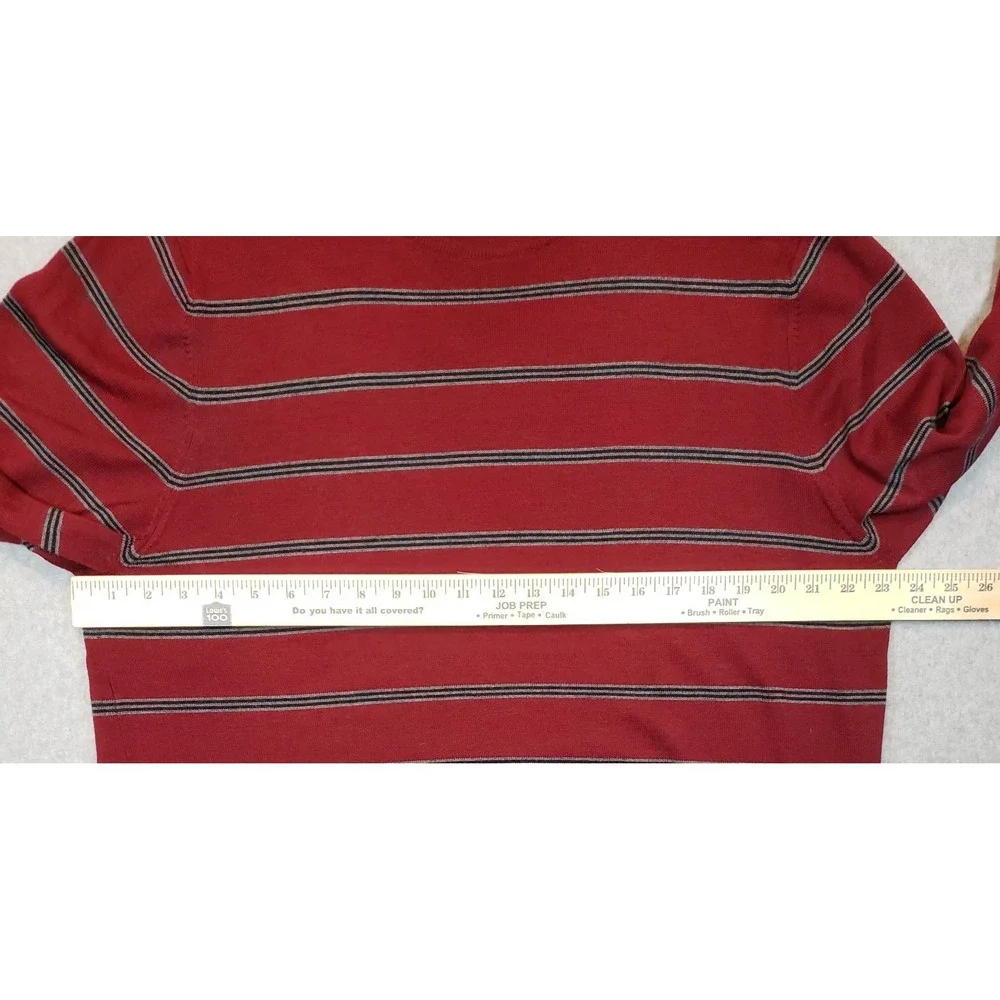 Brooks Brothers 346 Merino Wool Sweater Mens Burgandy‎ Striped Size XL Pullover